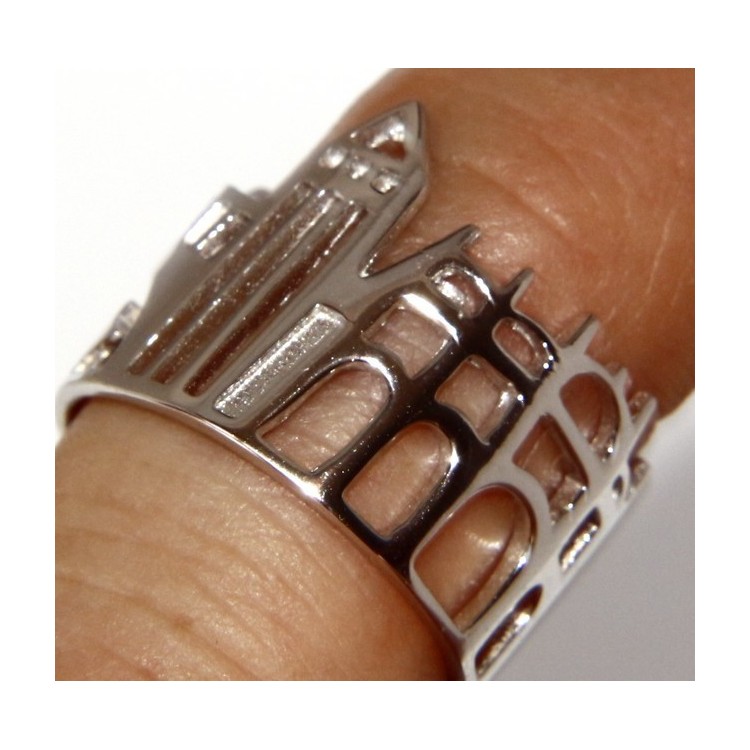 NLB|Argento 925 Rodiato : anello donna fascia fascione mix Italia Roma Pisa Venezia