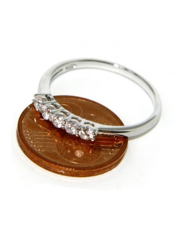 Argento 925 Rodiato : anello donna riviera con 5 zirconi bianchi da 2.0 mm