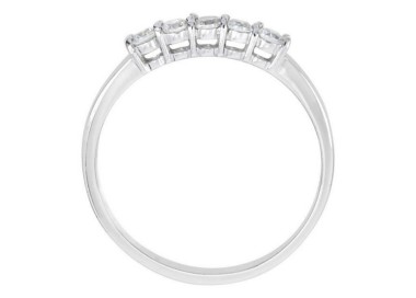 NLB|Argento 925 Rodiato : anello donna riviera con 5 zirconi bianchi da 2.0 mm
