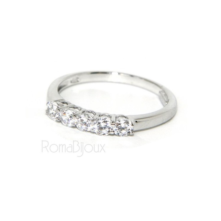 NLB|925 Rhodium: Riviera Women's Ring of 5 cubic zirconia 2.5 mm