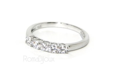 NLB|Argento 925 Rodiato : anello donna riviera di 5 zirconi bianchi da 2.5 mm