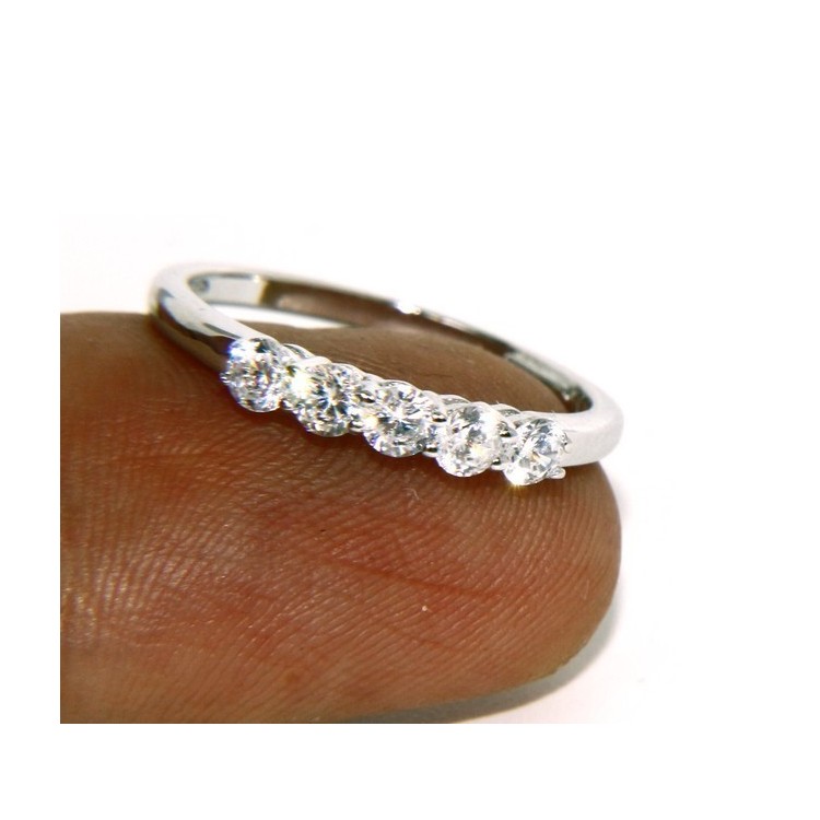 NLB|925 Rhodium: Riviera Women's Ring of 5 cubic zirconia 2.5 mm
