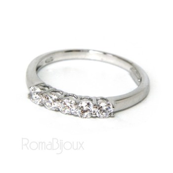 NLB|925 Rhodium: Riviera Women's Ring of 5 cubic zirconia 2.5 mm