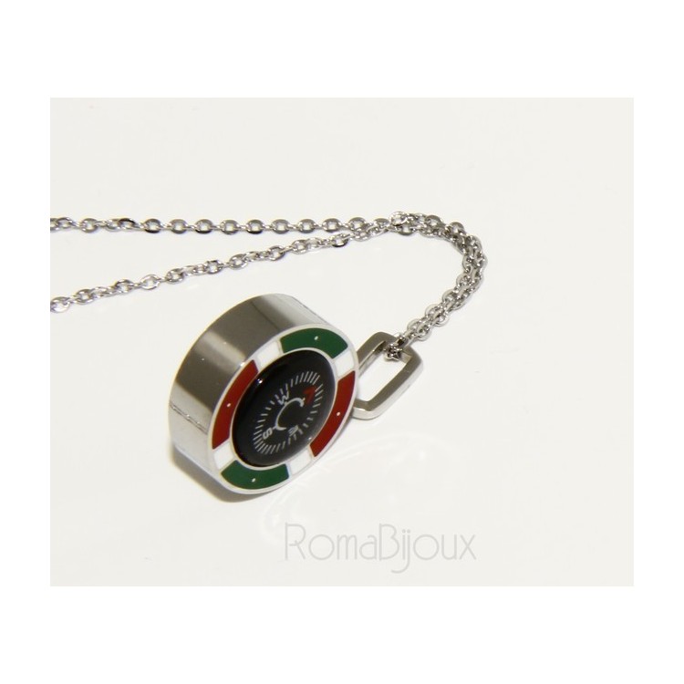 NLB|Steel: Exclusive necklace rolo 'man woman pendant Italian flag and compass