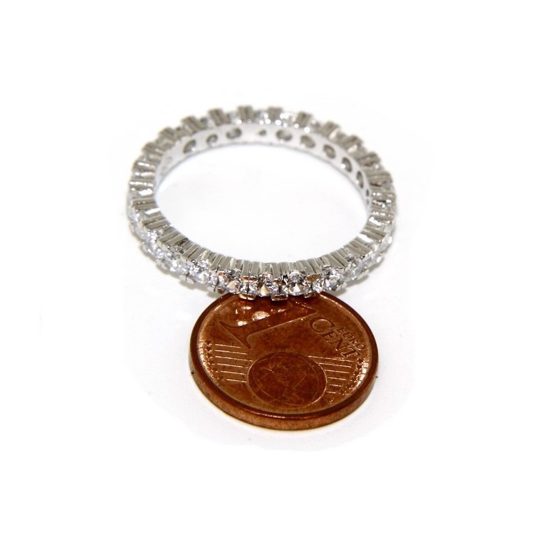NLB|925 Rhodium: Eternity Infinity faith all around brilliant white cubic zirconia 2.5 mm for men or women