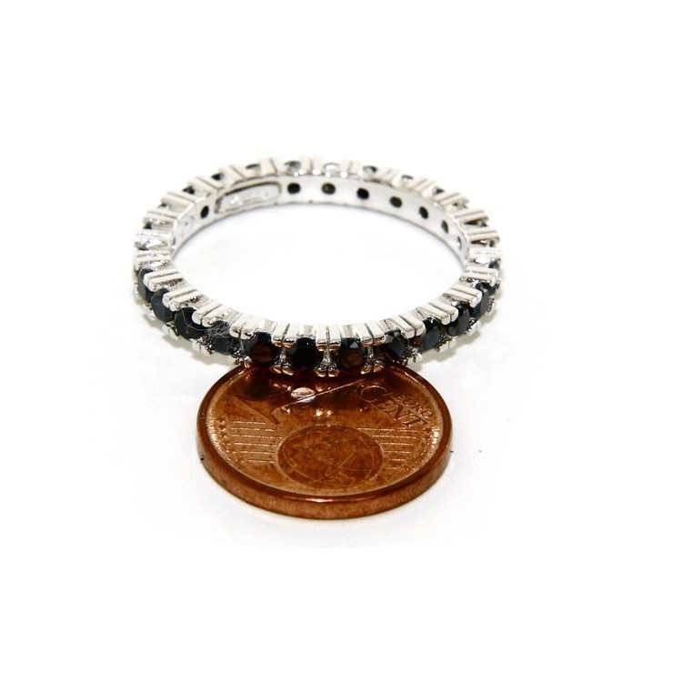 NLB|925 Rhodium: Eternity Infinity faith all around brilliant black cubic zirconia 2.5 mm for men or women