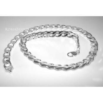 NLB|MASSICCIO Girocollo Grumetta Diamantata catena Uomo ARGENTO 925 chiaro 60 cm 157 gr