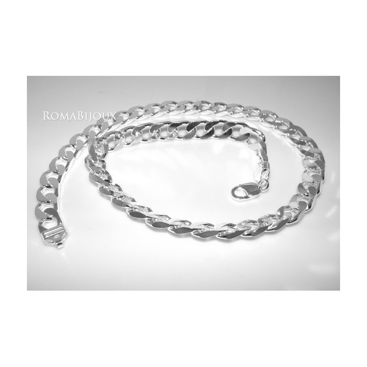NLB|MASSICCIO Girocollo Grumetta Diamantata catena Uomo ARGENTO 925 chiaro 60 cm 157 gr