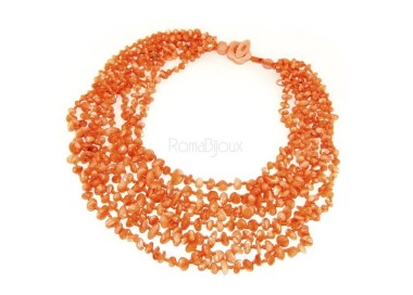 NLB|Collana da Donna collier cleopatra 8 fili madreperla naturale arancio arancione