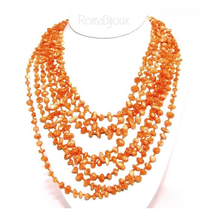 NLB|Necklace by Donna Collier Cleopatra 8 orange natural orange pearl strands