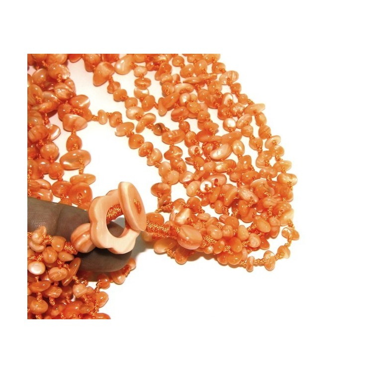 NLB|Necklace by Donna Collier Cleopatra 8 orange natural orange pearl strands