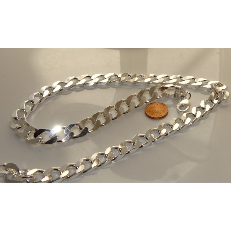 NLB|MASSICCIO Girocollo Grumetta Diamantata catena Uomo ARGENTO 925 chiaro 60 cm 157 gr
