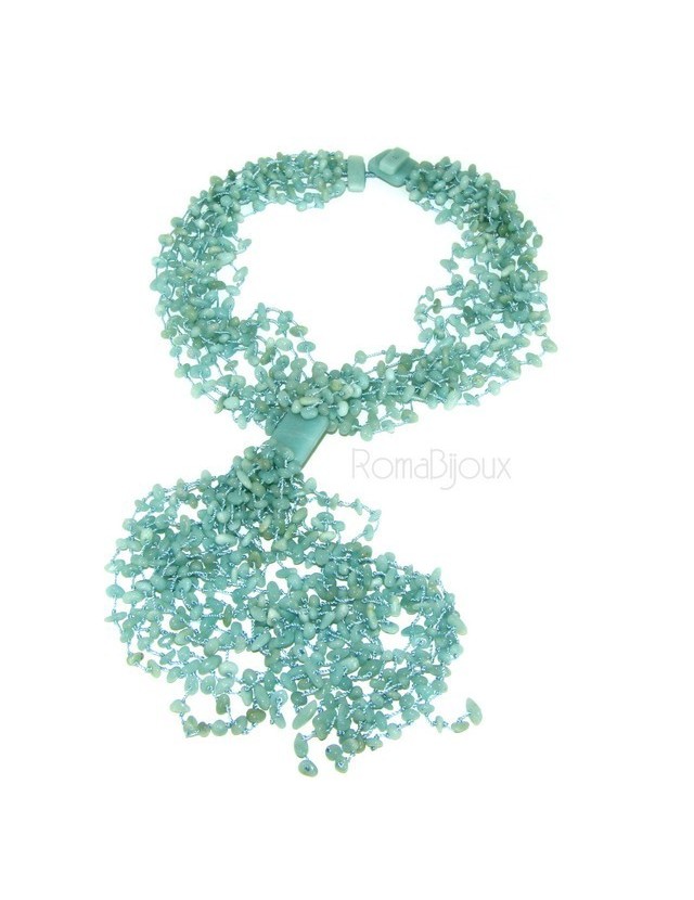 Collana da Donna collier sciarpina ciuffo amazzonite naturale colore verde acqua Collana da Donna collier sciarpina ciuffo amazzonite naturale colore verde acqua