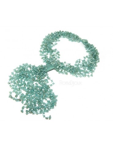 Collana da Donna collier sciarpina ciuffo amazzonite naturale colore verde acqua