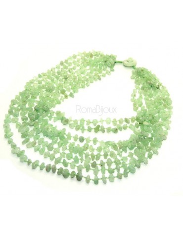 Collana da Donna collier cleopatra 8 fili calcedonio verde chiaro