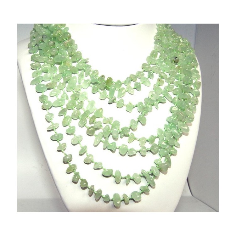 NLB|Collana da Donna collier cleopatra 8 fili calcedonio verde chiaro
