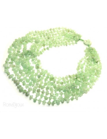 Collana da Donna collier cleopatra 8 fili calcedonio verde chiaro
