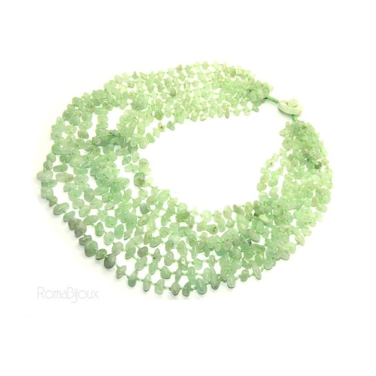NLB|Collana da Donna collier cleopatra 8 fili calcedonio verde chiaro