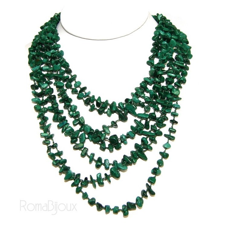 NLB|Collana da Donna collier cleopatra 8 fili malachite verde scuro