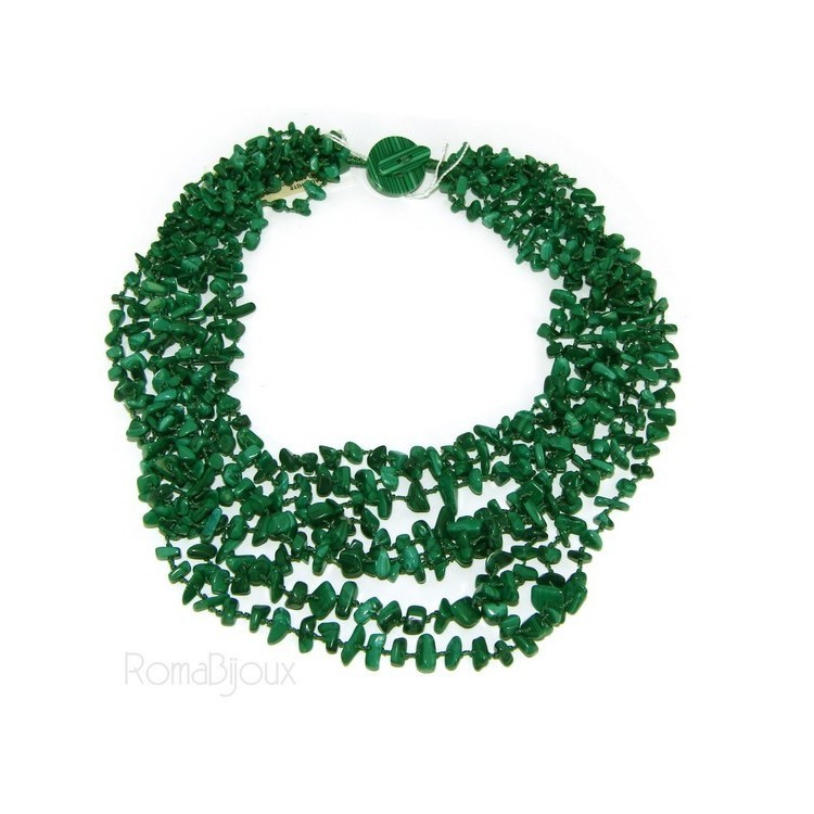 NLB|Collana da Donna collier cleopatra 8 fili malachite verde scuro