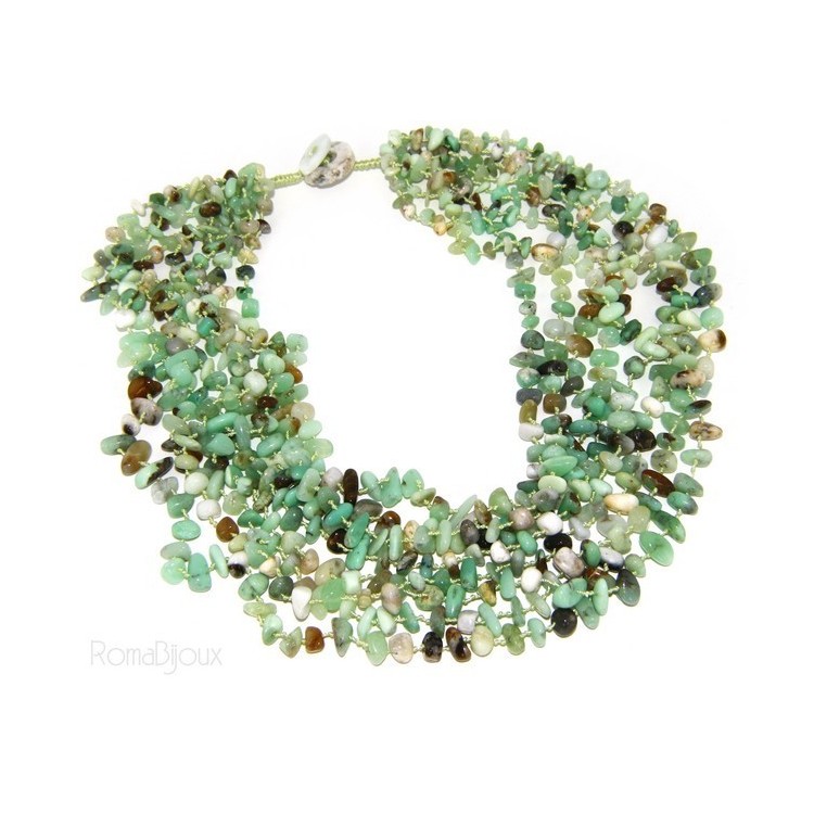 NLB|Collana da Donna collier cleopatra 8 fili crisopazio naturale verde