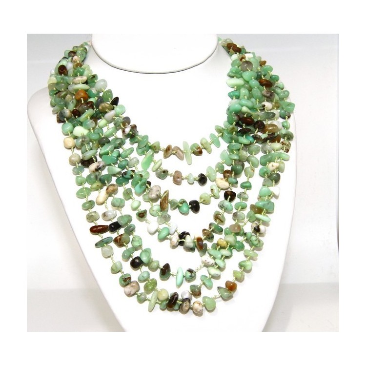 NLB|Necklace by Donna Collier Cleopatra 8 wires natural green chrysoprase