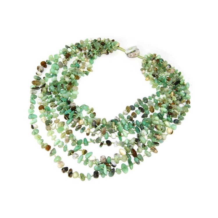 NLB|Necklace by Donna Collier Cleopatra 8 wires natural green chrysoprase