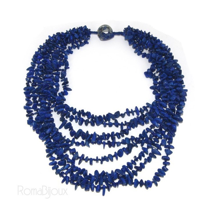 NLB|Collana da Donna collier cleopatra 8 fili Lapis naturale blu