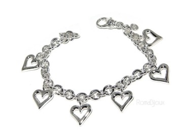 NLB|Argento 925 : Bracciale donna catena rolo' con ciondoli a cuore aperti 17,00