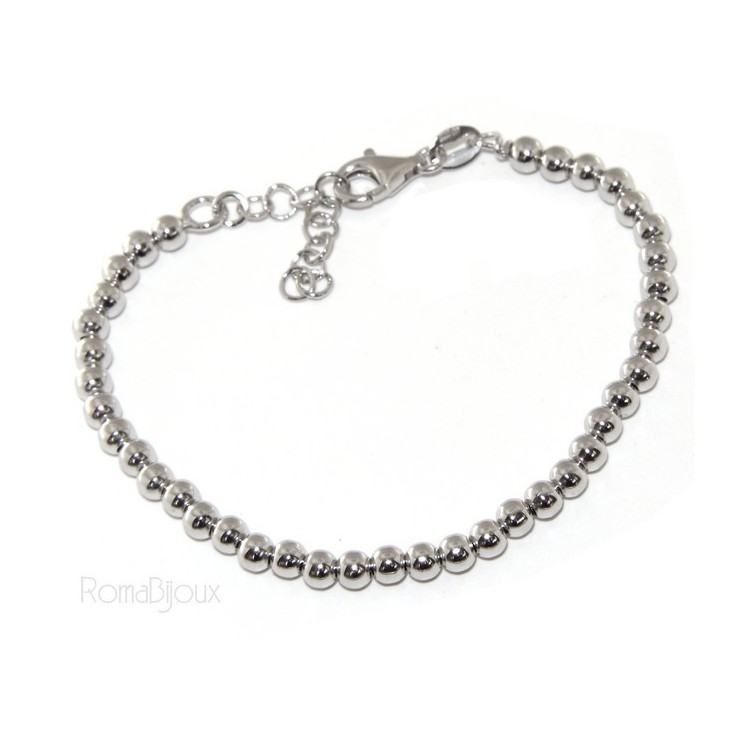 NLB|SILVER 925: Bracelet man woman balls 4 mm lung 15:00 19:00 cm