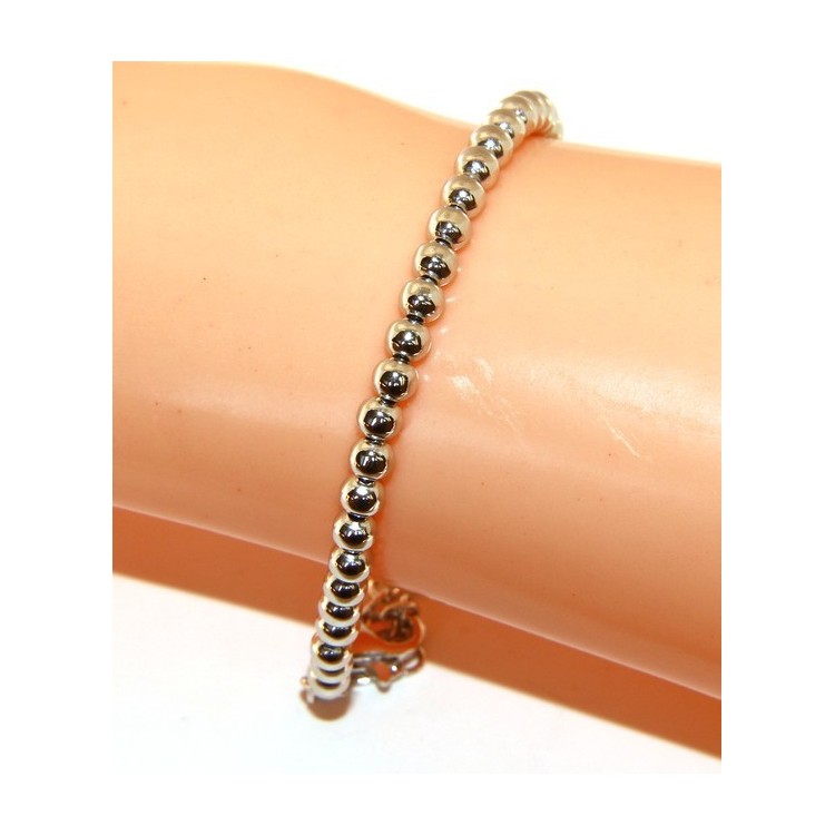 NLB|SILVER 925: Bracelet man woman balls 4 mm lung 15:00 19:00 cm
