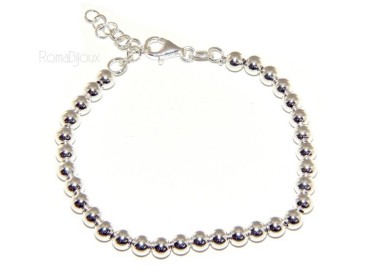 NLB|ARGENTO 925 : Bracciale hardwear uomo donna palline 5 mm lung 15.00 20.00 cm