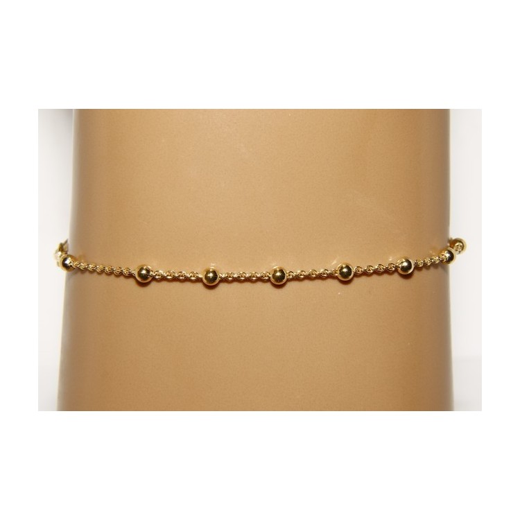 NLB|Bracciale rosario Argento 925 croce liscia placcato Oro giallo 16,50 - 20 cm