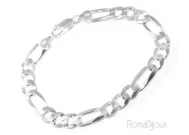NLB|SILVER 925: Bracelet 8.5mm massive man chain Figaro 3 + 1 bleached 21 cm