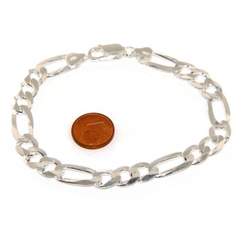 NLB|SILVER 925: Bracelet 8.5mm massive man chain Figaro 3 + 1 bleached 21 cm