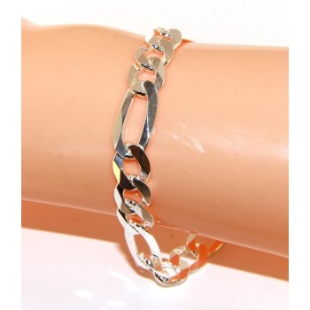 NLB|SILVER 925: Bracelet 8.5mm massive man chain Figaro 3 + 1 bleached 21 cm