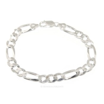 NLB|SILVER 925: Bracelet 8.5mm massive man chain Figaro 3 + 1 bleached 21 cm