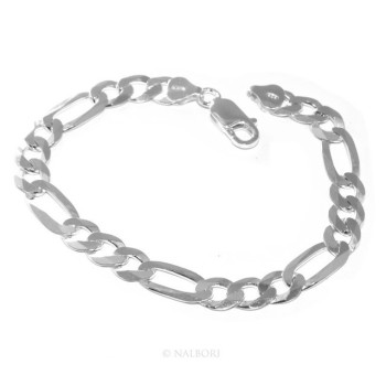 NLB|ARGENTO 925 : Collana o Bracciale uomo catena da 7,5 mm figaro 3 + 1 sbiancata