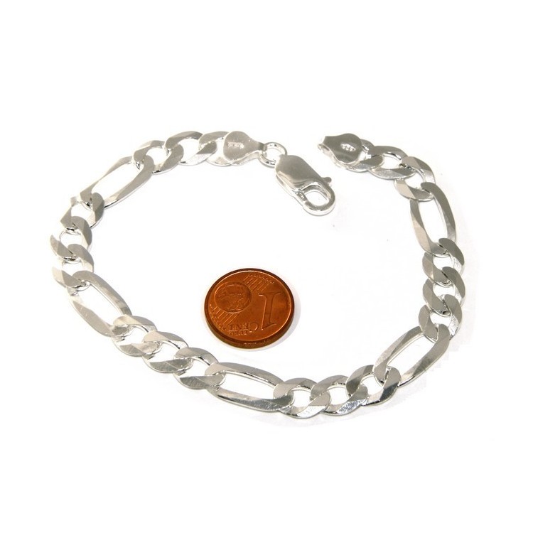 NLB|SILVER 925: necklace or bracelet man chain from 7.5 mm Figaro 3 + 1 bleached