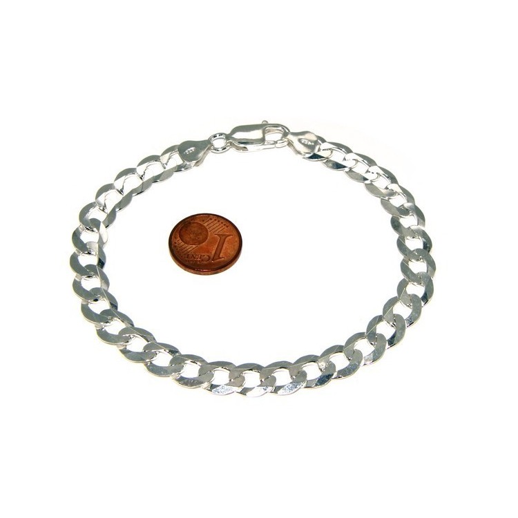 NLB|ARGENTO 925 : Collana o Bracciale uomo catena da 7,8 mm grumetta grumettone sbiancata