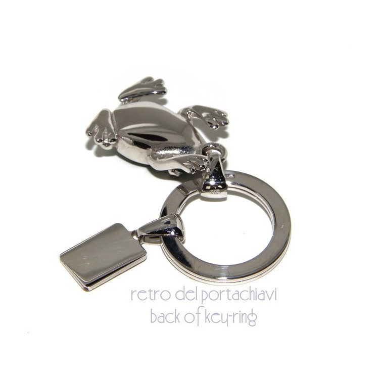 NLB|Portachiavi uomo o donna KeyRing rana frog smalto a fuoco realizzato a mano , tutto Argento 925 17,80 gr - amuleto