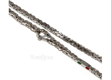 NLB|ARGENTO 925 : collana uomo massiccia maglia bizantina 65 cm made in italy