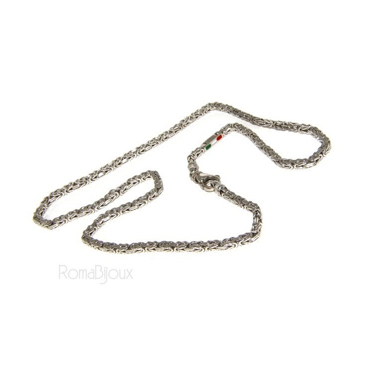 NLB|ARGENTO 925 : collana uomo massiccia maglia bizantina 65 cm made in italy