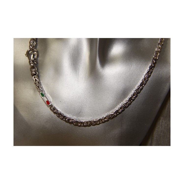 NLB|SILVER 925: Necklace Man massive Byzantine knit 65 cm Made in Italy