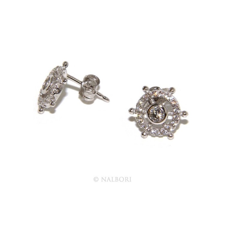 NLB|925: pair of earrings man woman rudder light point cipollino zirconia
