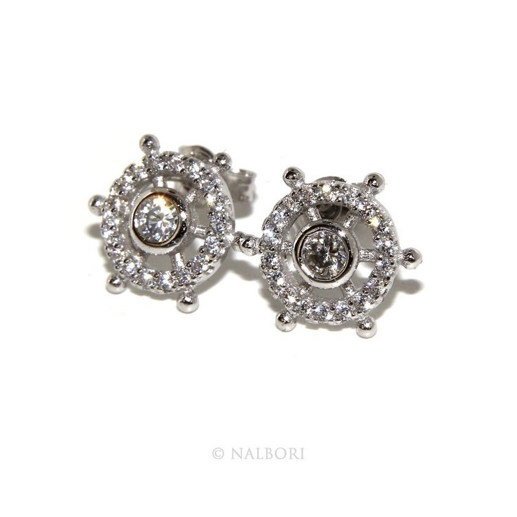 NLB|925: pair of earrings man woman rudder light point cipollino zirconia