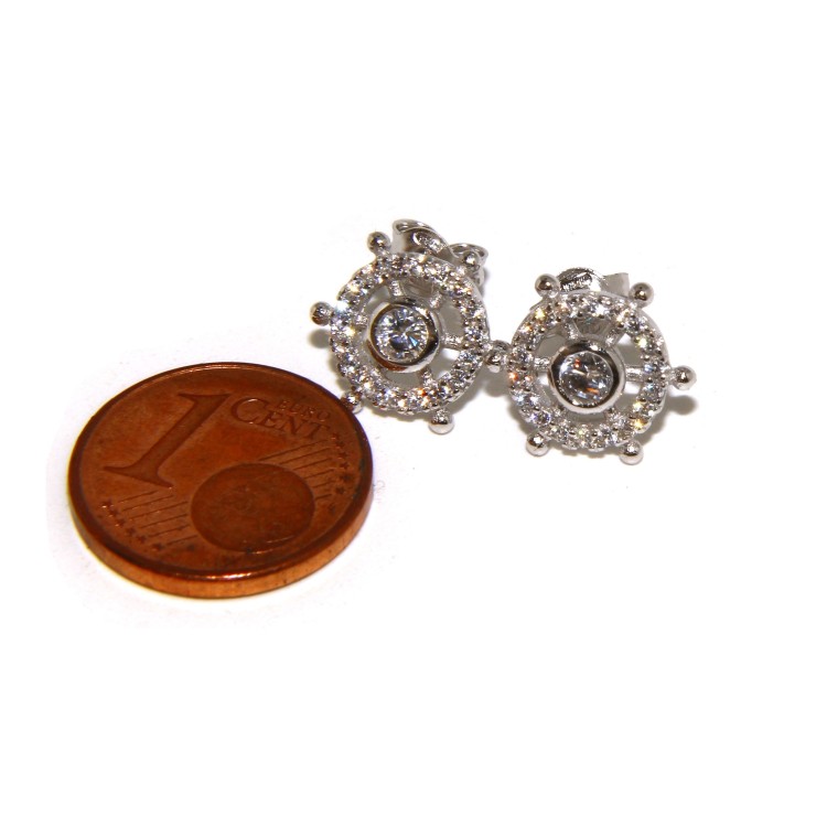 NLB|925: pair of earrings man woman rudder light point cipollino zirconia