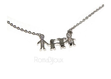 NLB|925: Collier Necklace with central pendant family with Boy and girl