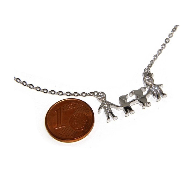 NLB|925: Collier Necklace with central pendant family with Boy and girl