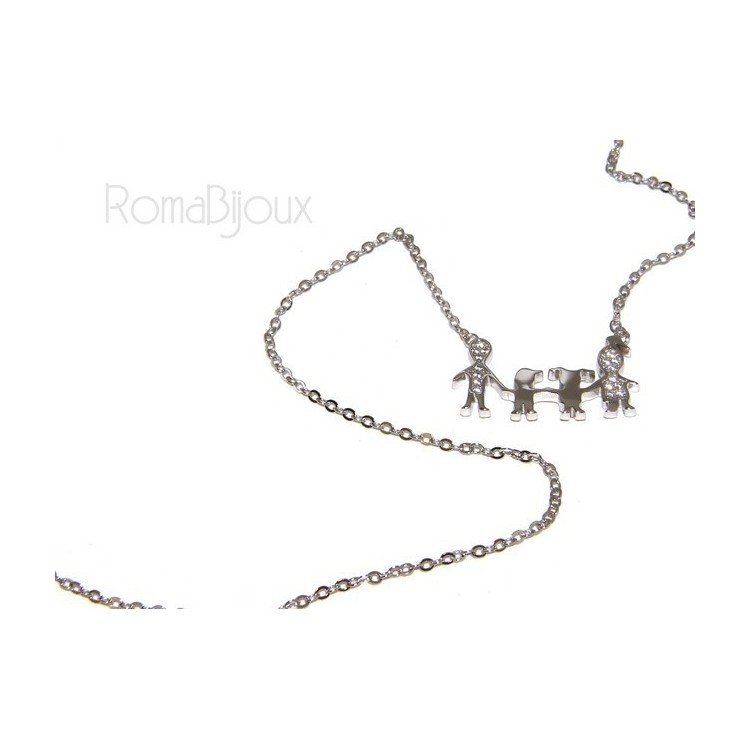 NLB|Argento 925 : Collana Collier donna pendente centrale famiglia con bambino bambina
